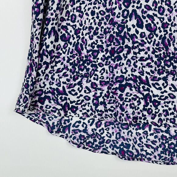 Torrid Purple White Leopard Short Sleeve Chiffon‎ Blouse Shirt Top Womens 3 3X - Picture 3 of 5